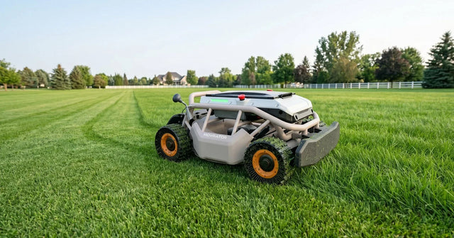 Mowrator S1 4WD ferngesteuerter Rasenmäher auf gepflegtem Rasen