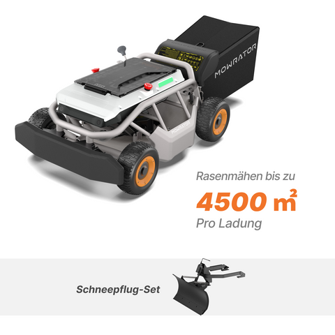 Schneepflug-Paket: Mowrator S1 Laub- & Rasenmäher 4WD 18Ah 75% Steigung Mäher + Schneepflug-Set