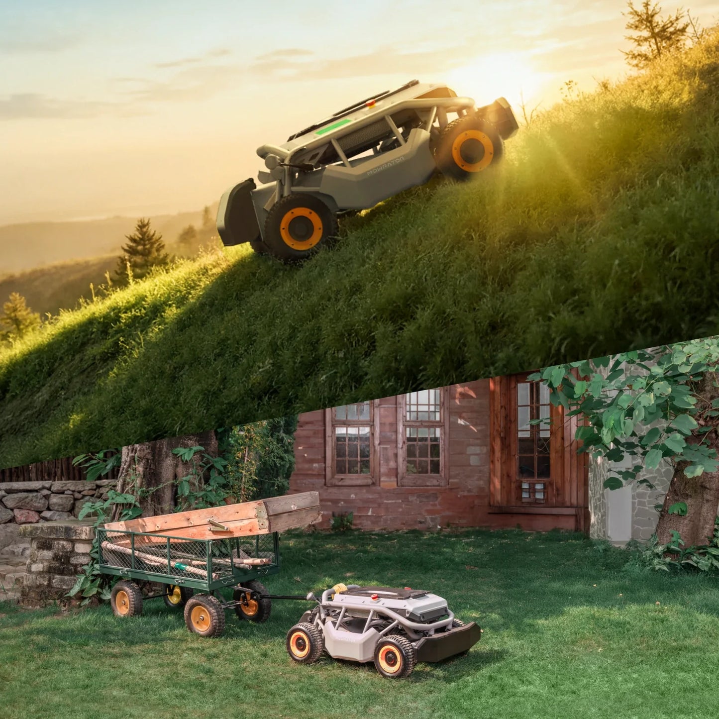 mowrator s1 laub- & rasenmäher 4wd 12ah mäh- & zug-bundle | zeitsparendes kraftpaket
