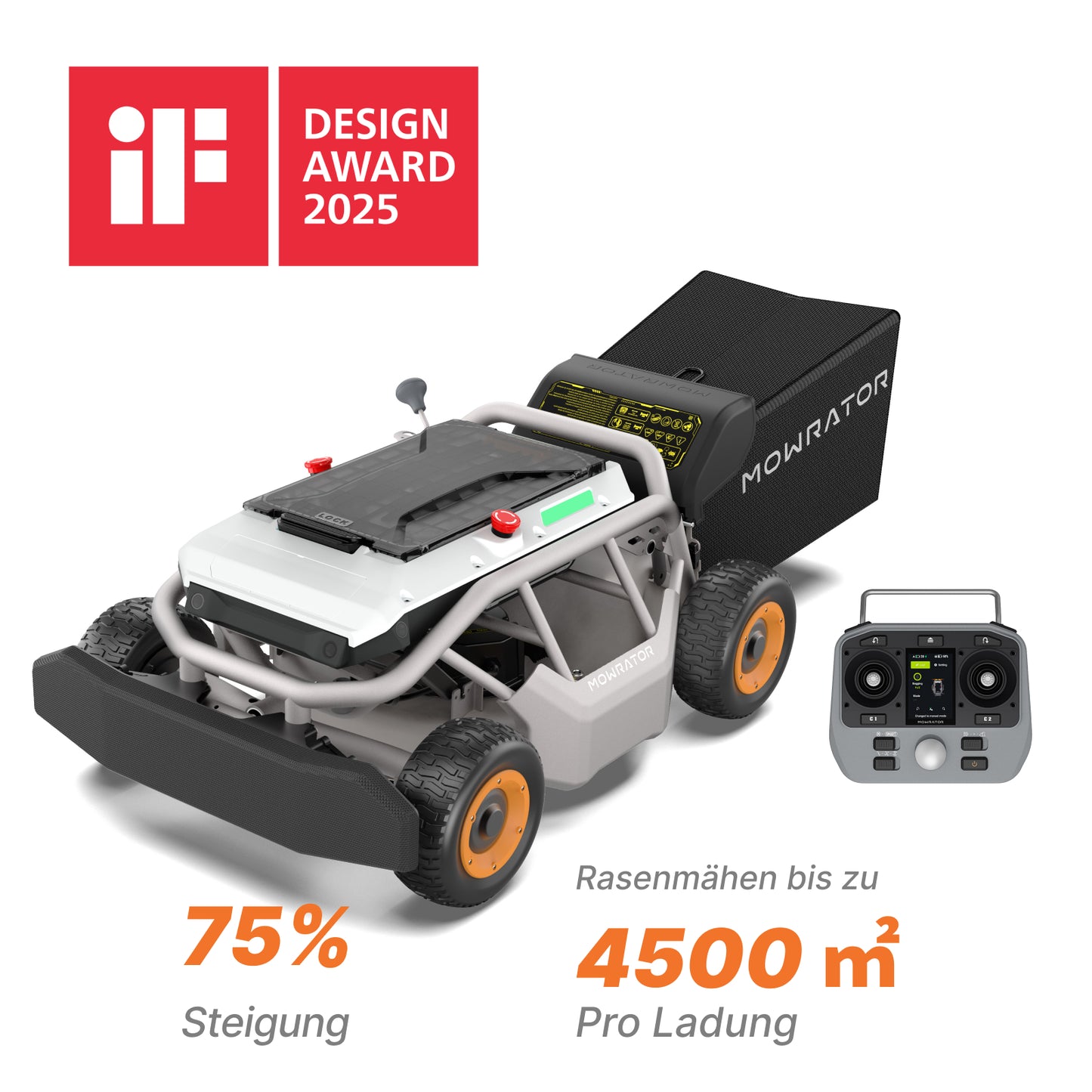 mowrator s1 laub- & rasenmäher 4wd fernsteuerbarer rasenmäher – 75% steigung