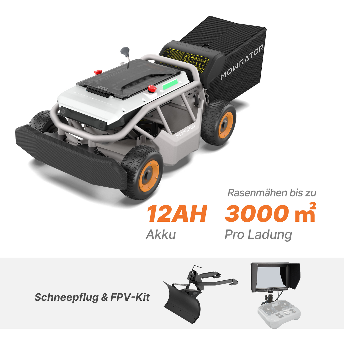 mowrator s1 laub- & rasenmäher 4wd 12ah indoor mähen & schnee bundle | schneepflug + mowfun fpv kit