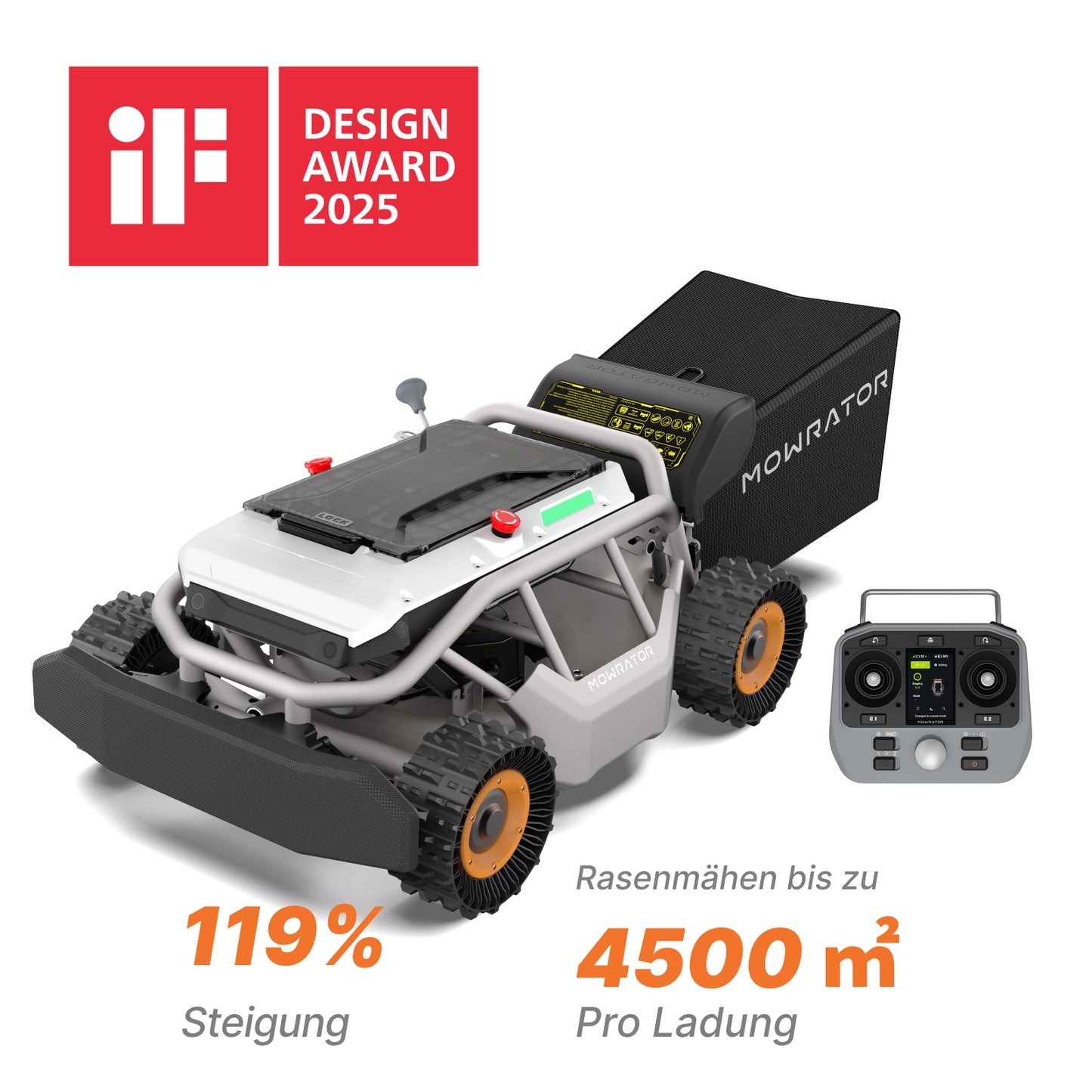 mowrator s1 laub- & rasenmäher 4wd 119% extreme steigung bundle (mit verformbaren reifen)