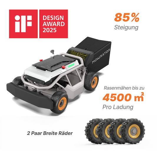 Mowrator S1 Laub- & Rasenmäher 4WD 18Ah Steilhang-Bundle | 85% (40°) Steigfähigkeit