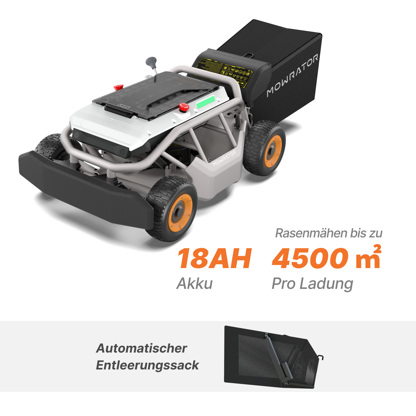 mowrator s1 laub- & rasenmäher 4wd 18ah komfort-mähpaket | kein manuelles entleeren, allergiefrei