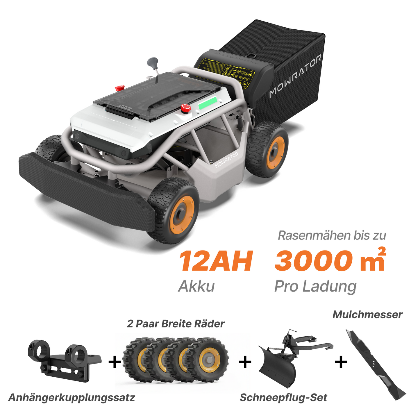 ganzjahres-bundle mit s1 laub- & rasenmäher 4wd 12ah fernsteuerbarem rasenmäher
