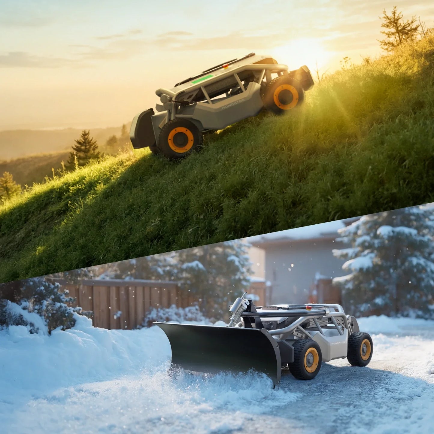mowrator s1 laub- & rasenmäher 4wd 12ah mäh- und schiebepaket | schneeräumen & hangmähen
