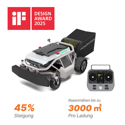 Mowrator S1 Laub- & Rasenmäher 2WD – Ferngesteuerter Rasenmäher für 45% Steigung mit Laubhäcksel-Saugsystem
