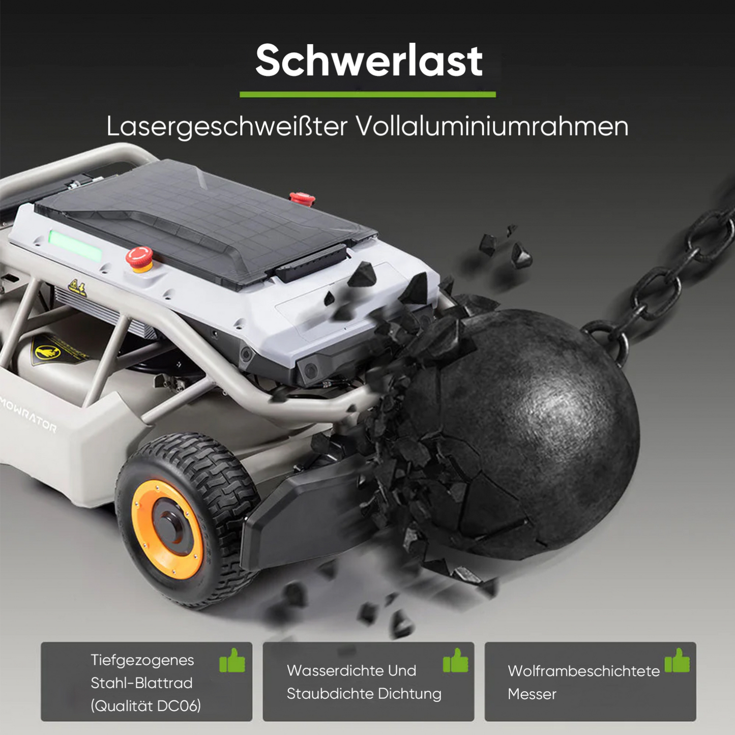 mowrator s1 laub- & rasenmäher 4wd fernsteuerbarer rasenmäher – 75% steigung