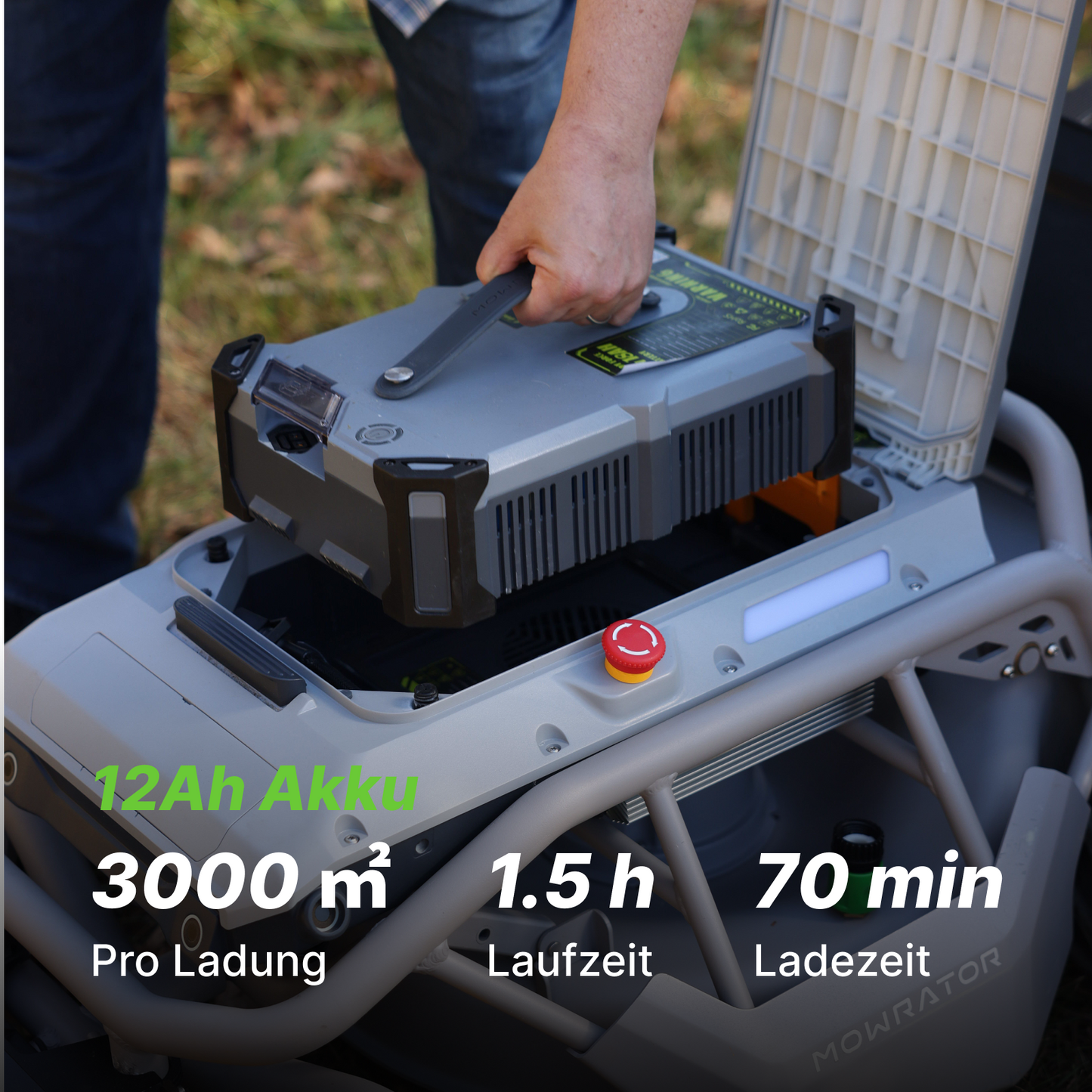 mowrator s1 laub- & rasenmäher 4wd 12ah komfort-mähpaket | kein manuelles entleeren, allergiefrei