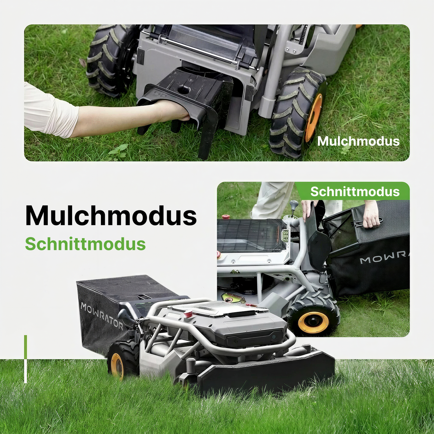 mowrator s1 laub- & rasenmäher 2wd 18ah | für flache rasenflächen