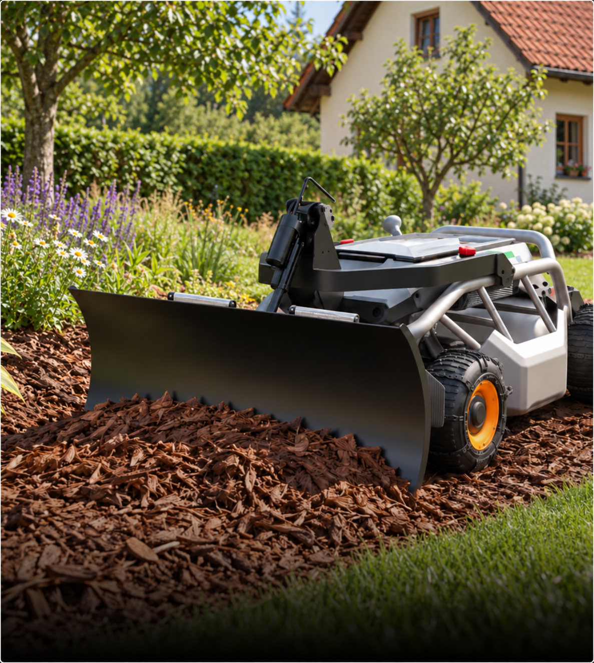 Mulch verteilen. Weniger schaufeln.&nbsp;