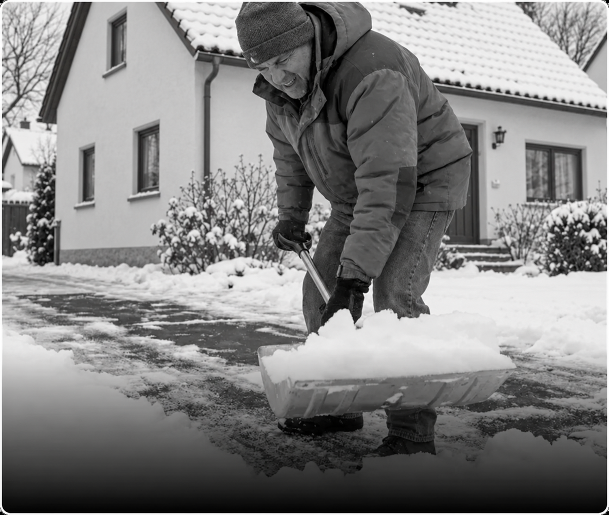 Rücken- und Knieschmerzen vom langen Schneeschippen&nbsp;