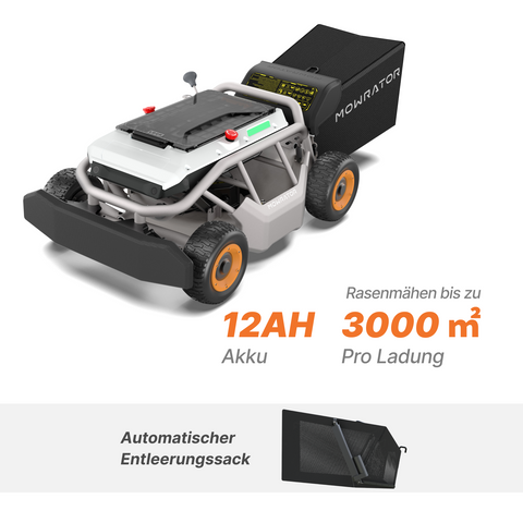 Mowrator S1 Laub- & Rasenmäher 4WD 12Ah Komfort-Mähpaket | Kein Manuelles Entleeren, Allergiefrei