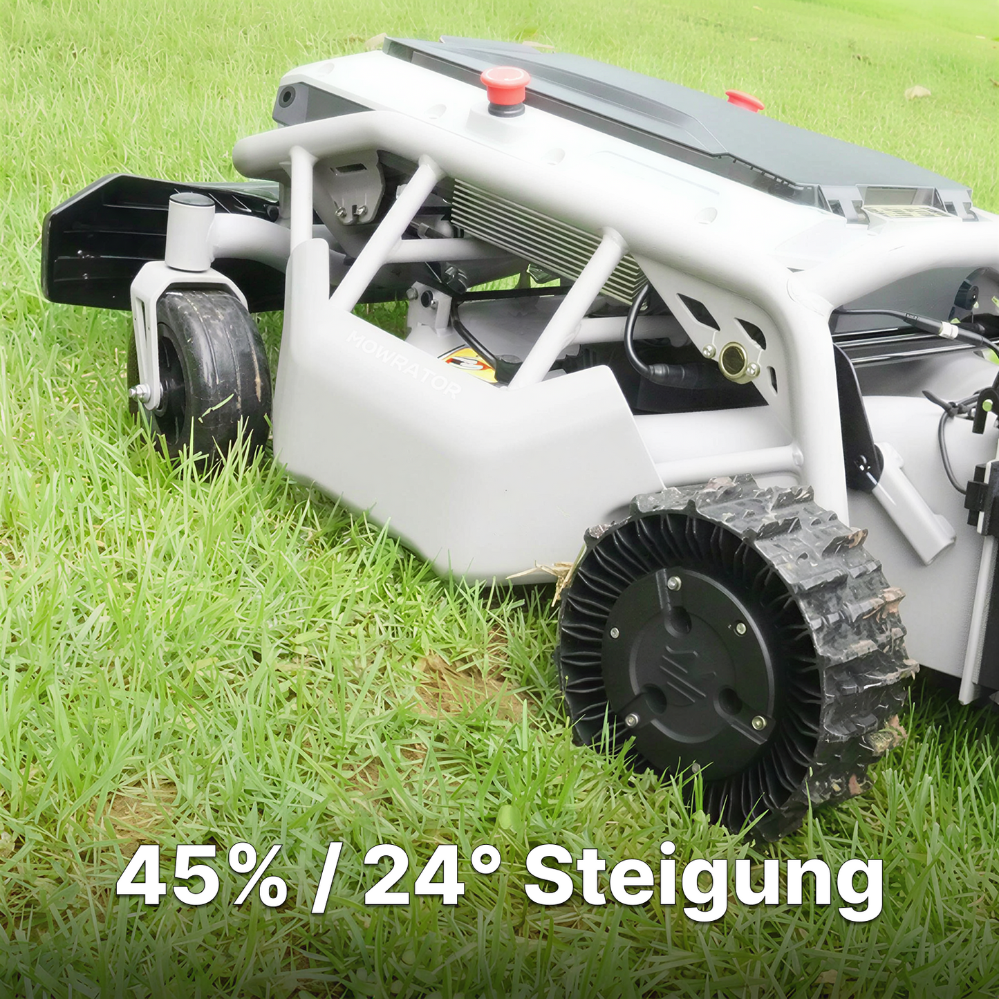 mowrator s1 laub- & rasenmäher 2wd – ferngesteuerter rasenmäher für 45% steigung mit laubhäcksel-saugsystem